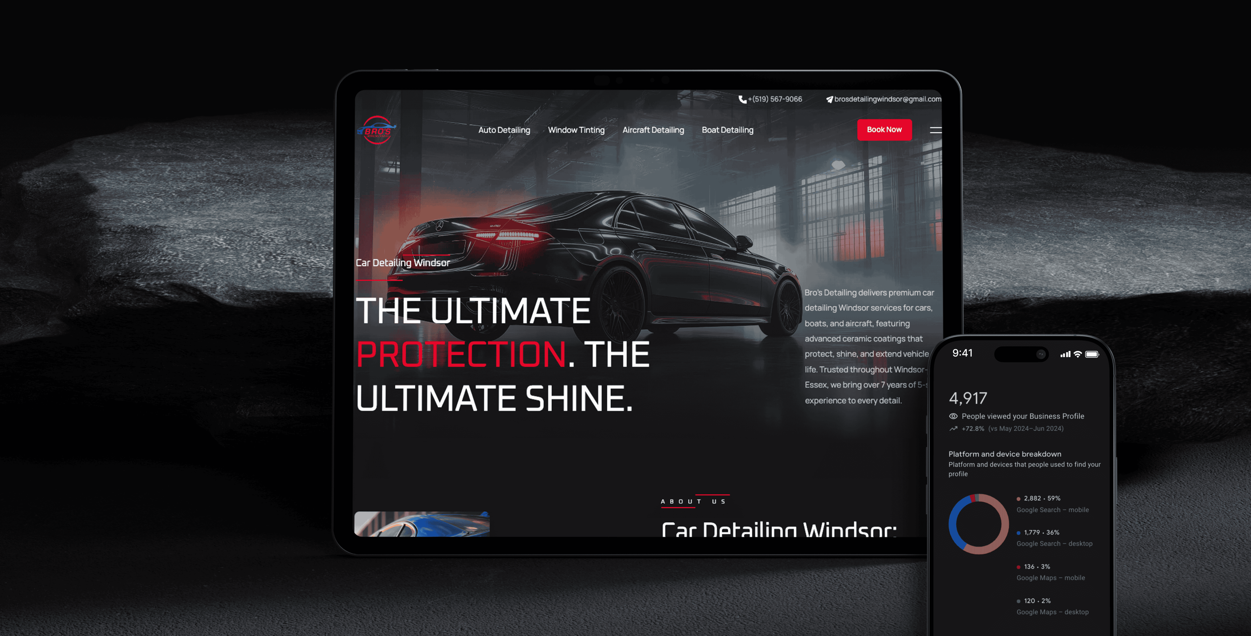 Bro's Detailing Auto Care website and digital marketing results