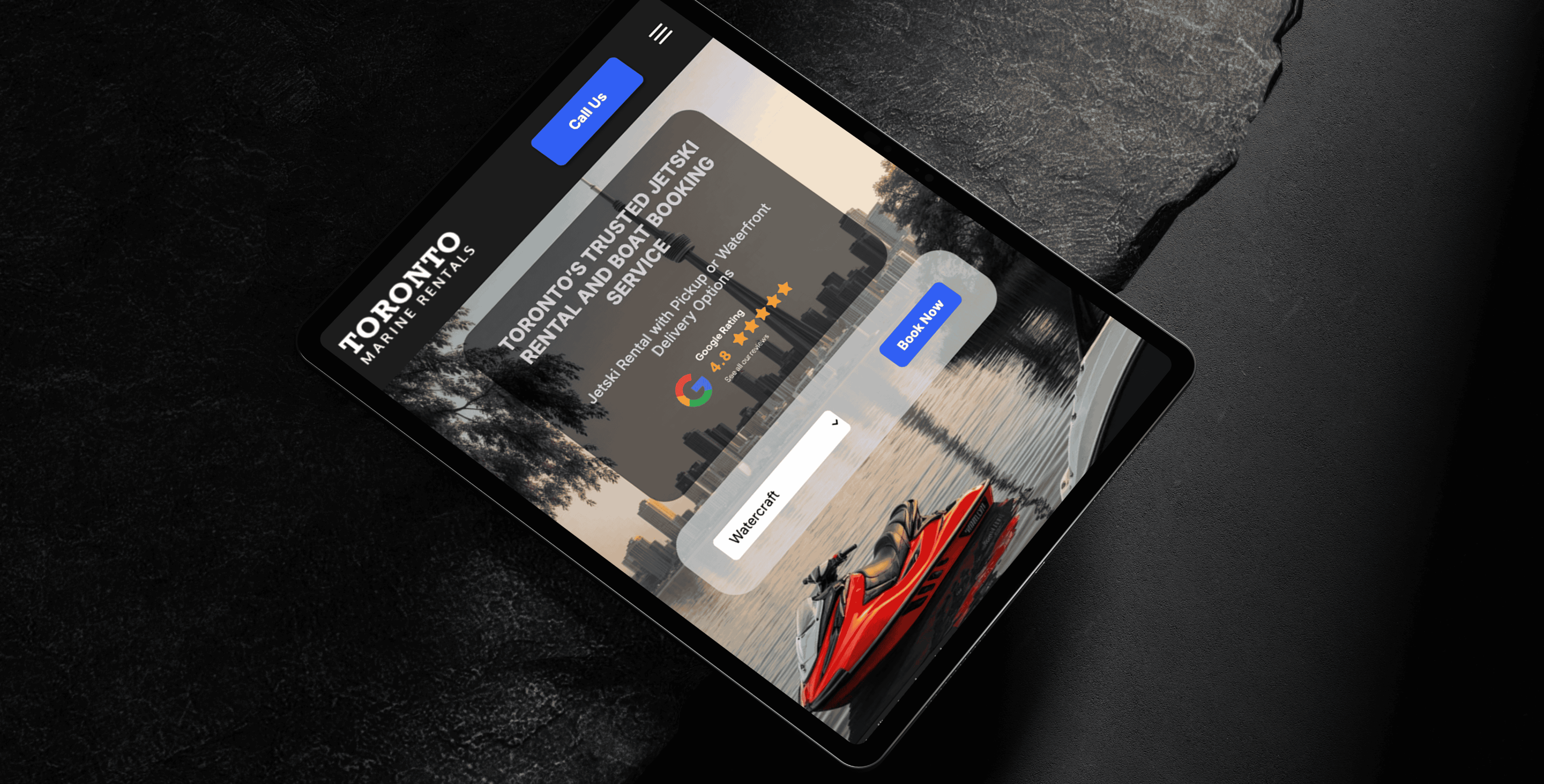 Toronto Marine Rentals website and digital booking system results